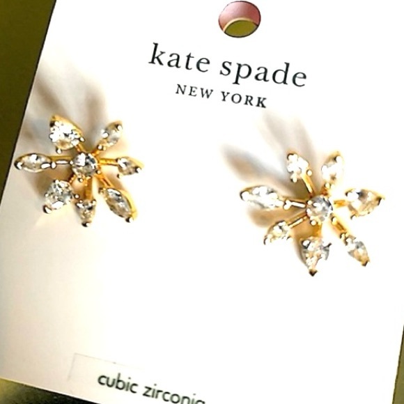 COPY - NWT authentic kate spade snowflake stud earrings goldtone BNWT - Picture 7 of 11